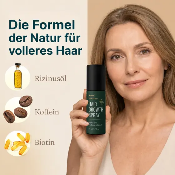 Akemi Hair Glow Flasche mit Rizinusöl, Koffein und Biotin