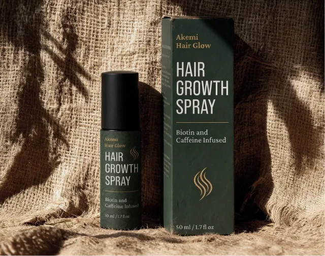 Akemi Hair Glow Haarspray mit Biotin und Koffein, 50-ml-Flasche mit Verpackung